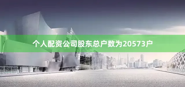 个人配资公司股东总户数为20573户